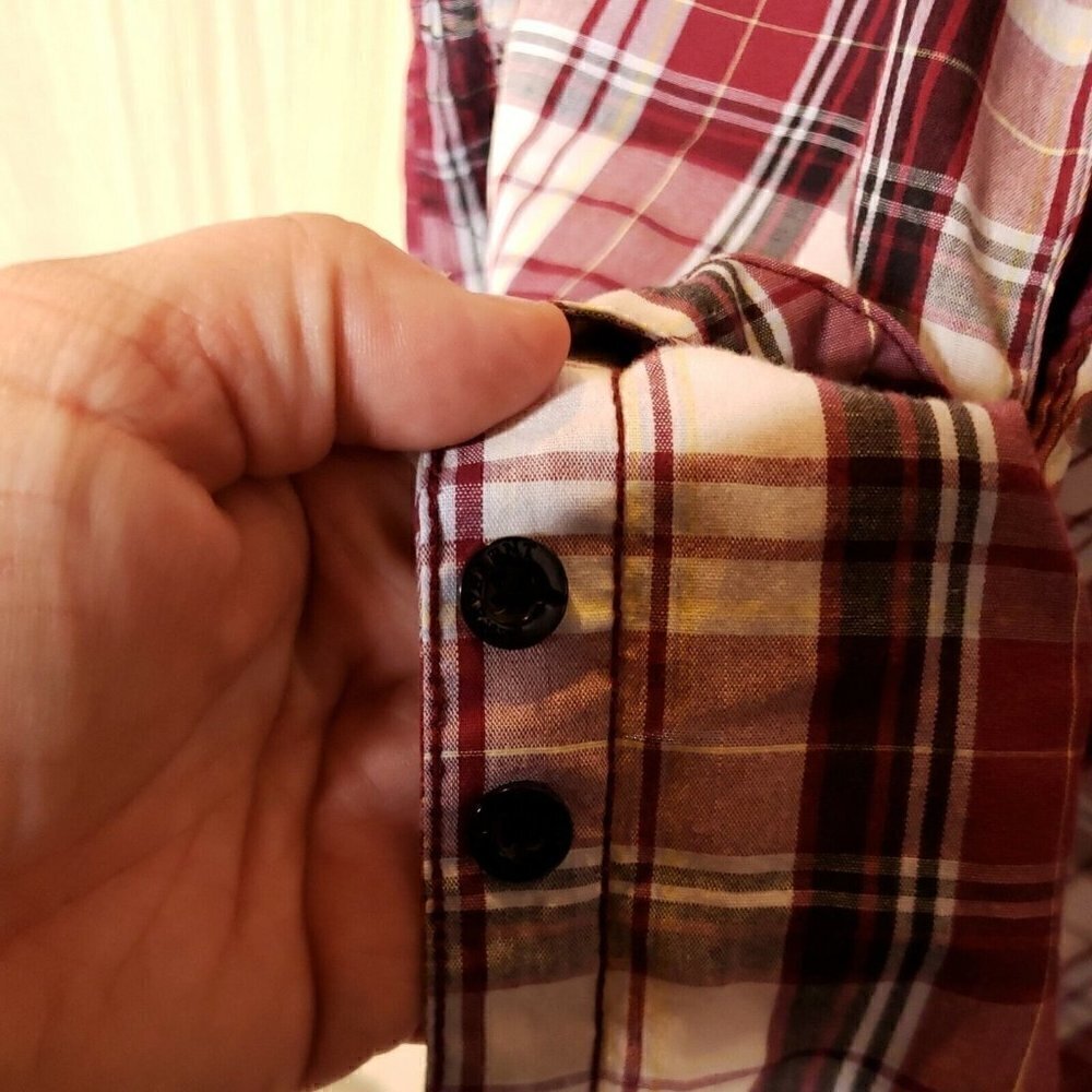 Irreverent Mens Red Plaid Short Sleeve Button Down Shirt XXL - Picture 6 of 7